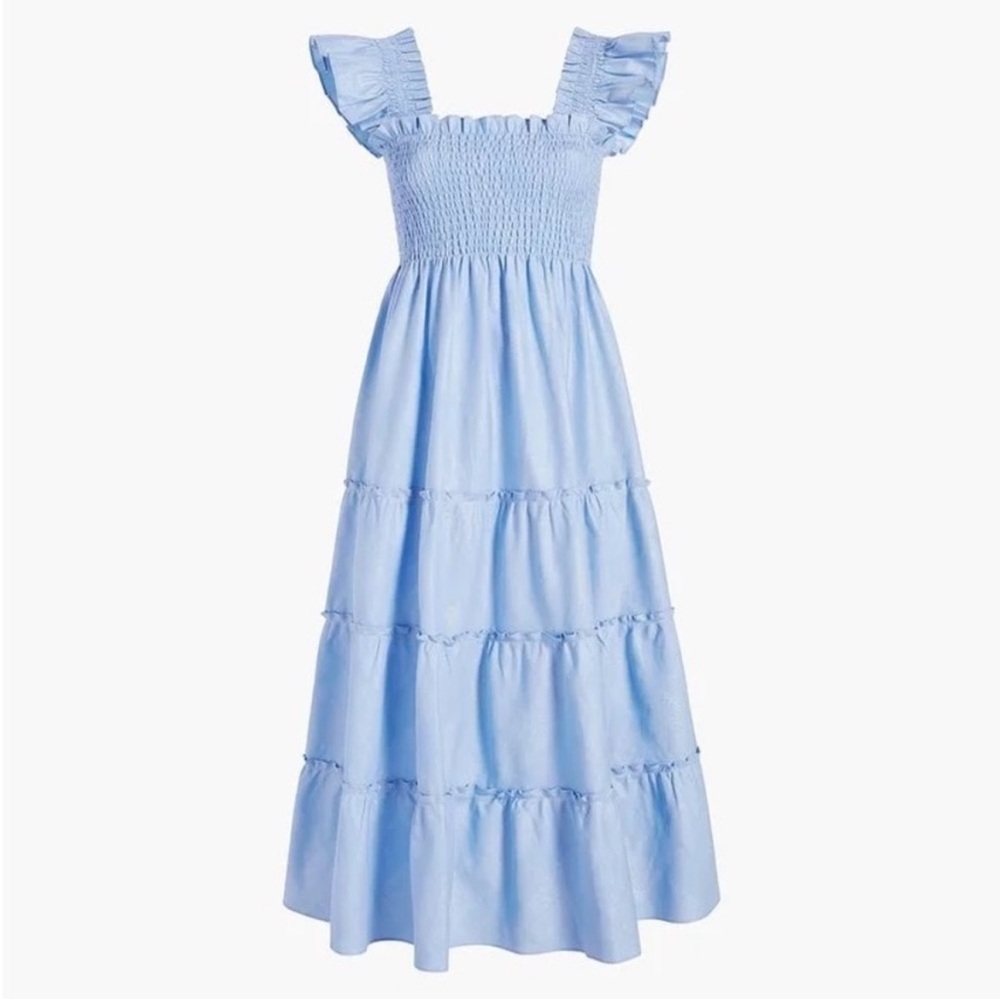 Hill House The Ellie Nap Dress in Light Blue Glitter Check XXL